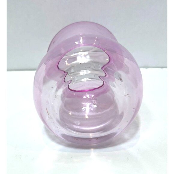 Droplet Bubble Vase Pink Hand Blown Glass 7"H Double Orb Modern Decorative Piece - Picture 5 of 6
